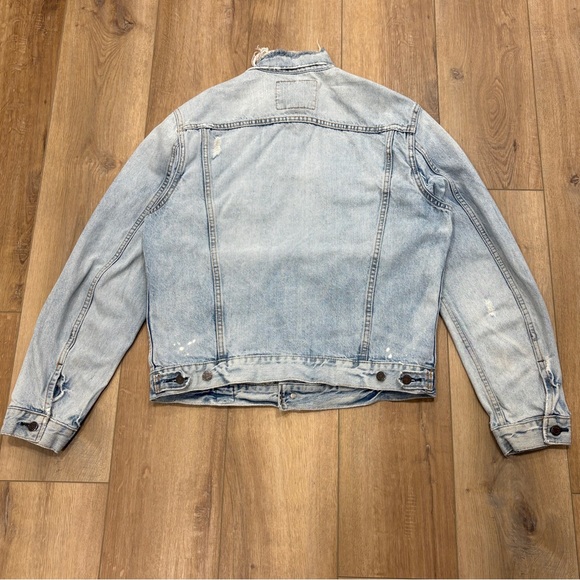 Y2K! 🌟AMBERCROMBIE🌟 RARE EXTRA HEAVY OUNCE DENIM JEAN JACKET LIGHT WASH L - Picture 11 of 13